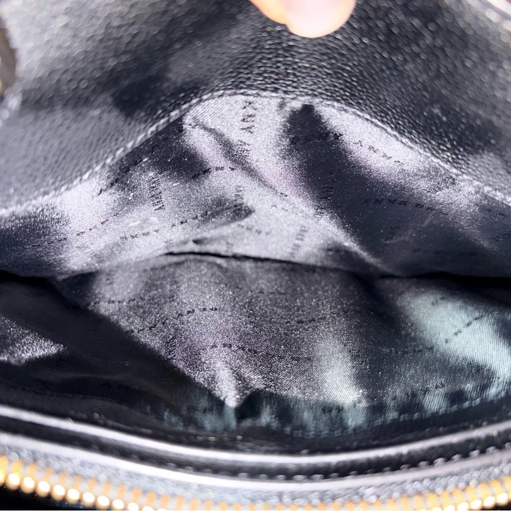 DKNY Black Leather Dome Satchel with Removable Strap